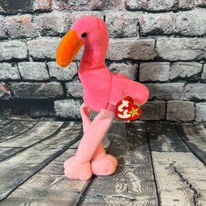 Vintage Ty Beanie Babies 1995 "Pinky" the Flamingo Style 4072 10" Plush Toy MWMT
